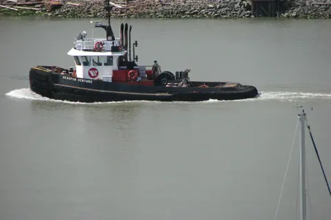Tugboat on the Fraser River by River Rock