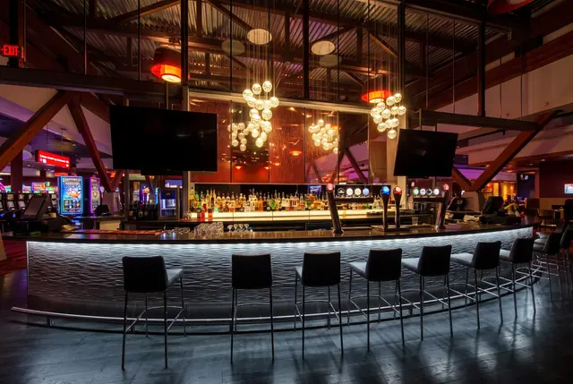 Empty round bar at Starlight Casino late at night